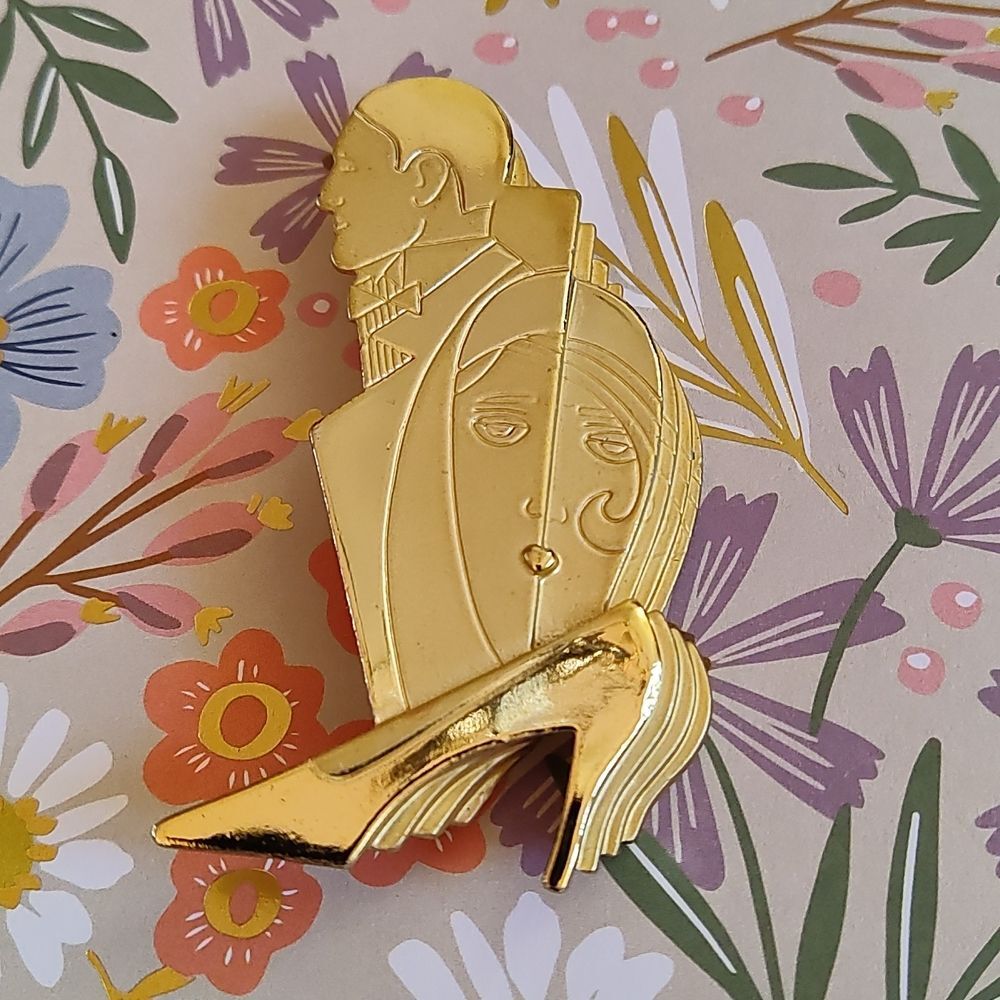 Vintage 1980s Signed Art Deco Revival Brooch Pin